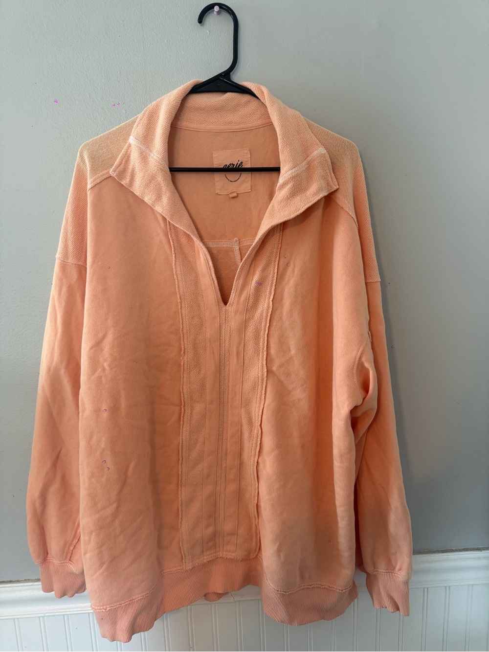 aerie Open Neck Sweatshirt in Peach